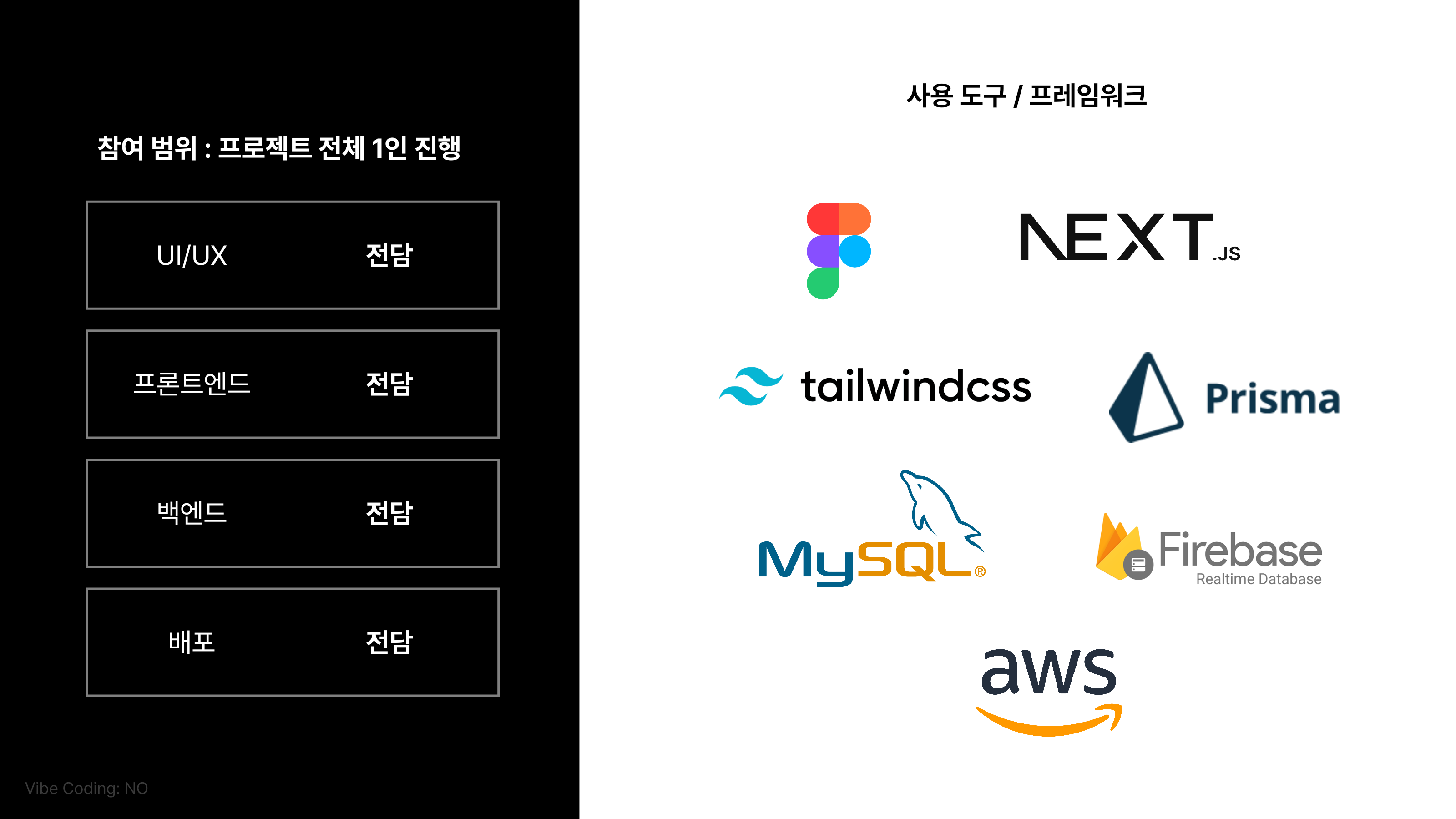 참여 범위 : 프로젝트 전체 1인 진행, 사용 도구 / 프레임워크